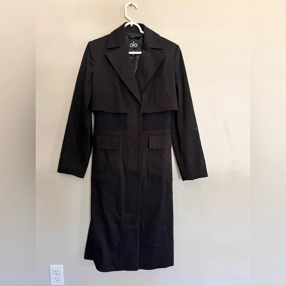 Alo Yoga Formation Black Trench Coat Size Small. - Picture 3 of 8